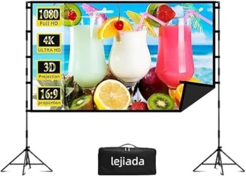 100 Inch Projector Screen and Stand, lejiada Black Projection Screen with Stand Portable Foldable Movie Screen with Carry Bag for Indoor Outdoor Home Theater Backyard Cinema in Saudi Arabia