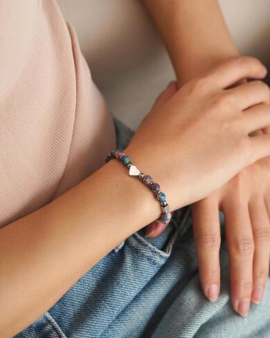 Shonyin Inspirational Emperor Bracelet for Women Silver Heart Beads Jewelry Thank You 2024 Christmas Gifts for Her in Saudi Arabia