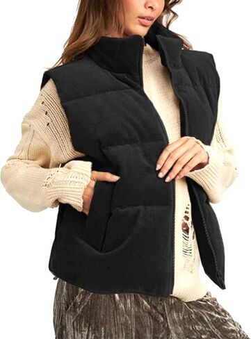 سترة نسائية منتفخة سروال قصير مبطن بياقة واقفة سترة بسحاب مع جيوب سترات خريف وشتاء للنساء 2024 عصرية in Kuwait