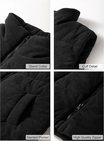 سترة نسائية منتفخة سروال قصير مبطن بياقة واقفة سترة بسحاب مع جيوب سترات خريف وشتاء للنساء 2024 عصرية in Kuwait