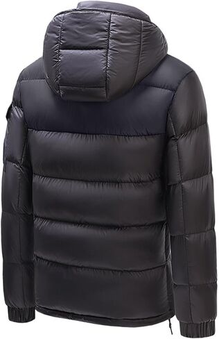 Men's Hooded Puffer Jacket Winter Coat Warm Thickened Zip Up Quilted Padded Jackets with Pockets in Saudi Arabia