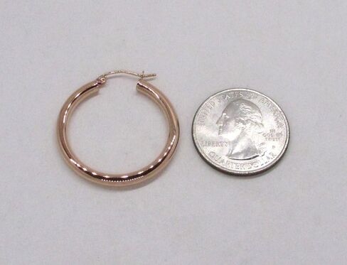 14K Rose Gold Tube Hoop Earrings with Click-Top Clasp, (3mm Tube) in Saudi Arabia
