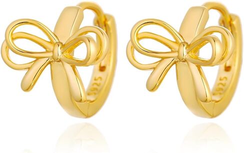 Gold Silver Bow Earrings for Women Bow Hoop Earrings Huggies Small Bowknot Hoop Earrings Jewelry in Kuwait