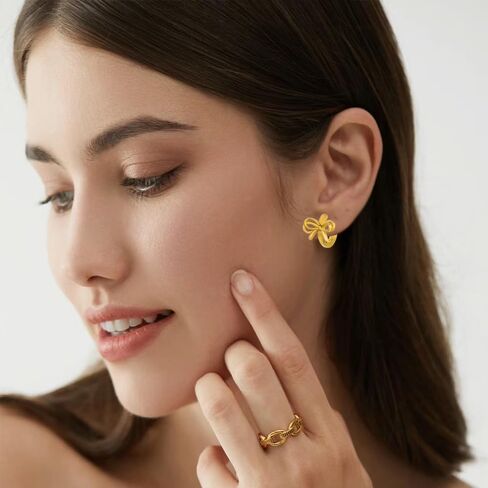 Gold Silver Bow Earrings for Women Bow Hoop Earrings Huggies Small Bowknot Hoop Earrings Jewelry in Kuwait