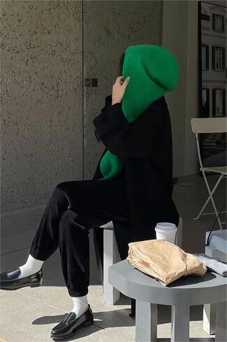 Women Winter Knitted Hooded Hat Pure Color Long Scarf Cap Warm Shawl Wrap Head Scarves Pullover Hat for Winter Fall in Kuwait