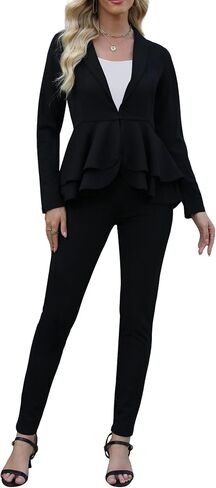Salimdy Sexy 2 Piece Outfits for Women Long Sleeve Solid Blazer with Pants Casual Elegant Business Suit Sets in Kuwait