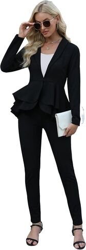 Salimdy Sexy 2 Piece Outfits for Women Long Sleeve Solid Blazer with Pants Casual Elegant Business Suit Sets in Kuwait