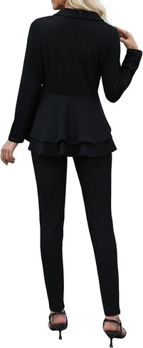 Salimdy Sexy 2 Piece Outfits for Women Long Sleeve Solid Blazer with Pants Casual Elegant Business Suit Sets in Kuwait