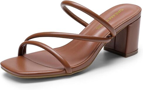 DREAM PAIRS Women's Strappy Heels Open Toe Low Chunky Heel Slip On Mules Square Block Sandals Dress Shoes in Saudi Arabia