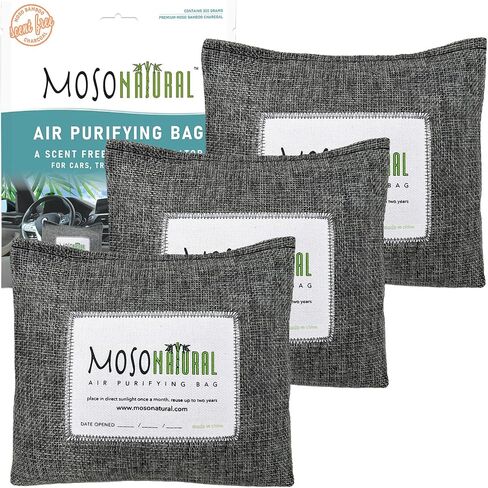 Moso Natural Car Air Freshener and Deodorizer | Long Lasting Bamboo Charcoal Odor Absorber | Non Toxic Odor Eliminator for Cars | Scent Free Air Purifying Bag in Kuwait