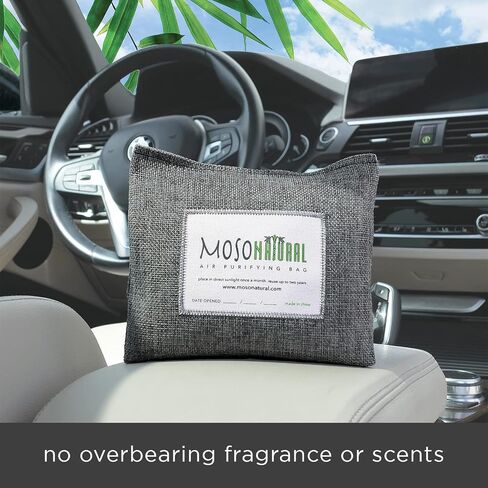 Moso Natural Car Air Freshener and Deodorizer | Long Lasting Bamboo Charcoal Odor Absorber | Non Toxic Odor Eliminator for Cars | Scent Free Air Purifying Bag in Kuwait