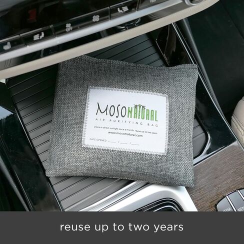 Moso Natural Car Air Freshener and Deodorizer | Long Lasting Bamboo Charcoal Odor Absorber | Non Toxic Odor Eliminator for Cars | Scent Free Air Purifying Bag in Kuwait