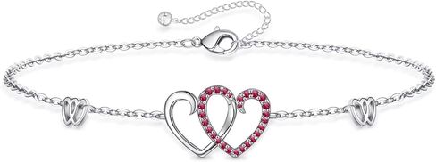 Memorjew Birthstone Bracelet for Women - 925 Sterling Silver Bracelet for Women, Love Heart Birthstone Bracelet Charms Anniversary Mothers Day Birthday Gifts for Women Wife Girlfriend Mom Her in Saudi Arabia