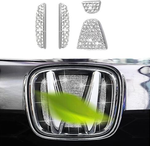 Bling Bling Car Logo Emblem Front Sticker Shiny Crystal Inner Ring Sticker Interior Accessories Compatible with Honda 10th Generation Civic Sedan 2018 2019 2020 2021 2022 in Saudi Arabia