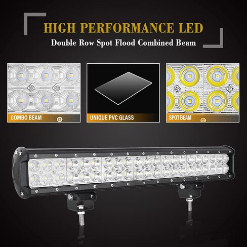 SKYWORLD شريط إضاءة LED مغناطيسي للسيارة 20 بوصة 126 وات أضواء القيادة على الطرق الوعرة مع مجموعة كابلات أسلاك 12 فولت + حامل حامل قاعدة مغناطيسية قوية لشاحنة الطرق الوعرة SUV 4x4، 6000K أبيض in Kuwait