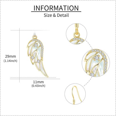 URONE Angel Wings Earring for Women Sterling Silver Fashion Dangle Drop Earring Angel Jewelry for Women in Saudi Arabia