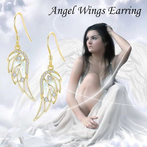URONE Angel Wings Earring for Women Sterling Silver Fashion Dangle Drop Earring Angel Jewelry for Women in Saudi Arabia