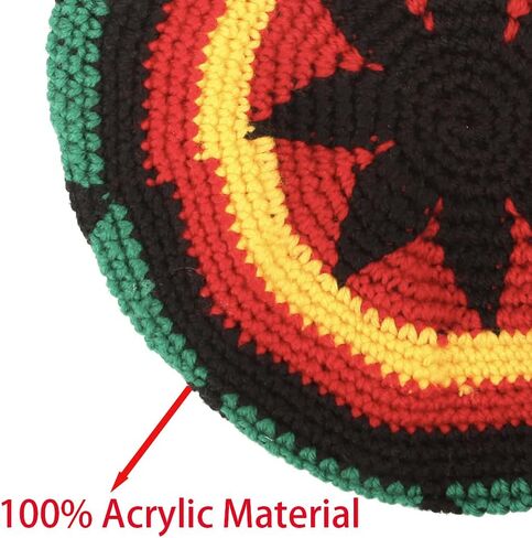ZffXH Rasta Hat, Men's Rainbow Wool Knit Reggae Jamaican Beanie Slouchy Baggy Rastafarian Cap, Crochet Rasta Tam Hats in Kuwait
