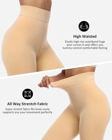 سروال ضيق نسائي من NORMOV مبطن بالصوف للشتاء، لباس ضيق مخملي حراري سميك in Kuwait