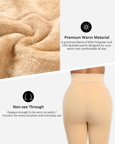 سروال ضيق نسائي من NORMOV مبطن بالصوف للشتاء، لباس ضيق مخملي حراري سميك in Kuwait