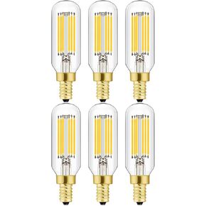 مصابيح LED T6 قابلة للتعتيم، مصابيح إضاءة اديسون 8 وات E12 بيضاء ناعمة 3000 ك، 800 لومن، 100 وات لمبات شمعدان متوهجة تعادل لمبة شمعة اديسون ذات خيوط LED عتيقة مع ديكور، 6 عبوات. in Kuwait