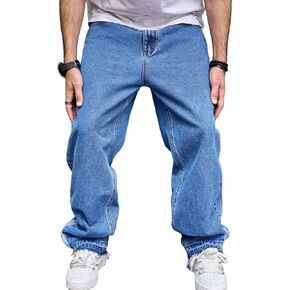 Mens Wide Leg Jeans Baggy Regular Relaxed Fit Straight Leg Jeans Raw Hem Vintage Y2k Loose Fit Denim Pants