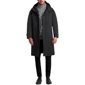 KARL LAGERFELD Men's Chest Zip Pocket Hooded Long Puffer Coat