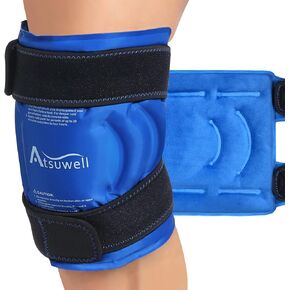 Atsuwell Ice Pack for Knee, Reusable Gel Ice Wraps for Knee, Flexible Cold Compress Cold Pack for Knee, Elbow, Shin, 1 Pack