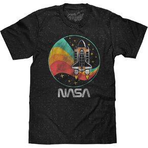 Tee Luv Men's NASA Space Shuttle Shirt - NASA Worm Logo Stars T-Shirt