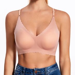 Wavy Seamless Bra for Women Wire Free Brassieres Comfortable Wireless Pull On Bralette Fixed Pad No Underwire Bras