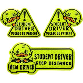3PCS Reflective Student Driver Magnet for Car, Please Be Patient Warning Sign for Rookie Driver, Universal Car Accessories of New Driver Safety Warning Bumper Stickers (Cat)