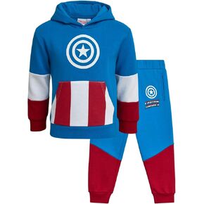Marvel Boys' 2 Piece Fleece Sweatsuit Set - Captain America, Spider-Man Graphic Hoodie and Jogger Pants for Boys (Sizes 3T-7)