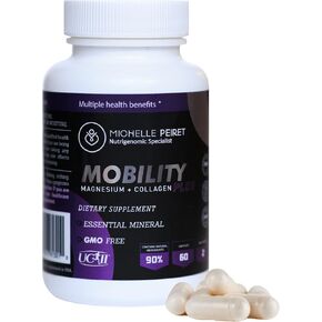 Mobility Magnesium + Collagen, Magnesium Citrate with Hyaluronic Acid & Vitamin C for Bone & Muscle Support, 60 Capsules