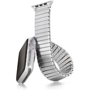 Speidel Twist-O-Flex Expansion band in IP Silver compatible for use with the 42/44/45 Apple Watch Series 1, 2, 3, 4,5, 6, 7, 8, 9 in Size 12