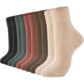 J-BOX Crew Socks for Women Casual Cotton Socks Soft Breathable Dress Socks 10 Pairs