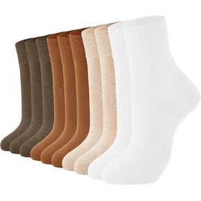 J-BOX Crew Socks for Women Casual Cotton Socks Soft Breathable Dress Socks 10 Pairs in Kuwait