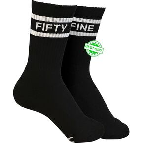 Premium All Black Striped Crew Socks for Women, Athletic Gym & Running Socks for Women over 50, 50th Birthday Gifts for Her, Womens Sports Socks, One Size Fits Most