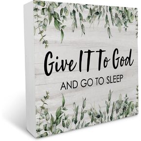 Christian Scripture Matthew 28:10 I am with You Always Watercolor Eucalyptus Leaves Wood Box Sign Rustic Farmhouse Style Wood Block Plaque Decor for Home Church Wall Desk Shelf Decoration
