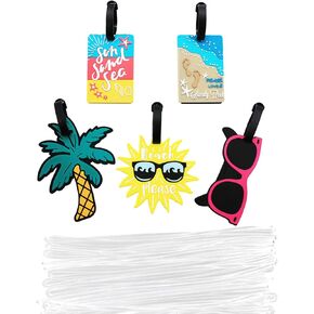 Mziart Cute Luggage Tags for Women Men Set of 5, 50 Pack Clear Luggage Tag Loops Straps, Worm Loops for Bag Tags