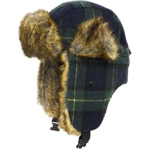 IGLOOSBUILT Men’s Wool Blend Trapper Hat Faux Fur Earflap – Outdoor Winter Hat