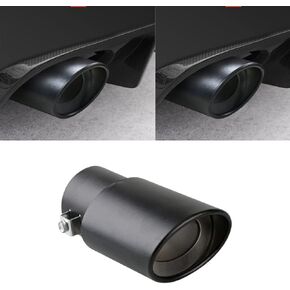 Stainless Steel Bolt-On Car Exhaust Tail Muffler Tip Black Pipes Universal Fit Pipes Diameter 1 1/2" to 2 1/4" (Curved)