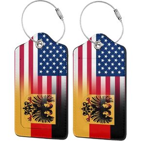 American Brazil Flag-1 2 Pack Luggage Tag for Suitcase, Luggage Tags for Suitcases,Leather Stainless Steel Loop Label Tag for Men Women Girlstravel Bag Suitcase