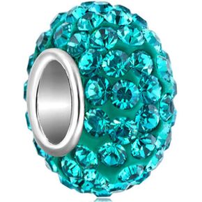 CharmSStory 925 Sterling Silver Blue Simulated Birthstone Charms Synthetic Crystal Bead For Bracelets