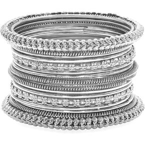 Aheli Tribal Traditional Antique Silver Oxidised Bangles Fashion Vintage Jewelry Gift for Women Size 2.6"
