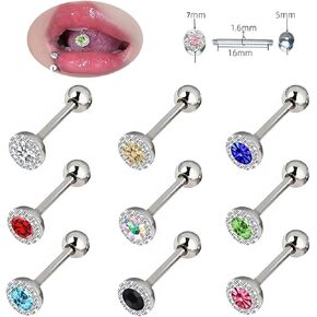 Tongue Rings 6 pc Mix-color Stainless Steel Tongue Nipple Rings Tongue Piercing Jewelry For Women Men