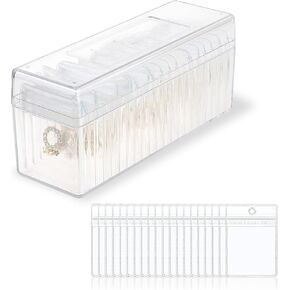 Acrylic Jewelry Organizers Box and Storage,Clear Jewelry Travel Case with 20 Portable Anti Tarnish Jewelry bags,Jewelry Organizer Travel for Rings,Earrings,Necklaces,Gift for Women (Clear)