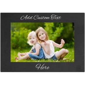 Personalized Add Your Custom Text Engraved Anodized Aluminum Hanging/Tabletop Personlized Group Family Photo Picture Frame 4x6-inch Vertical Black