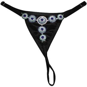 Rhinestone Waist Chain Thong Panties Jewelry Summer Beach Crystal Chain Thong Adjustable Bikini Rhinestone Underwear Thong Festival Rave G String Party Waist Jewelry for Women