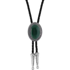 HAQUIL Cowboy Hat Western Green Turquoise Tie Bolo Tie for Men Accessories Oval Vintage Handmade Round Shape Bolo Tie