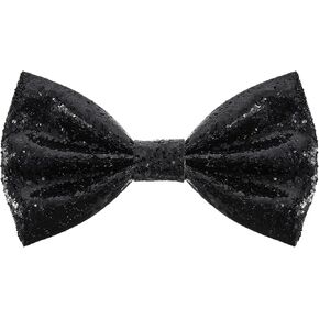 Sequin Bow Tie, Black Sparkly Bow Tie Adjustable Glitter Sequin Necktie for Men Shiny Pre Tied Neck Ties for Wedding Banquet Carnival Costume Party